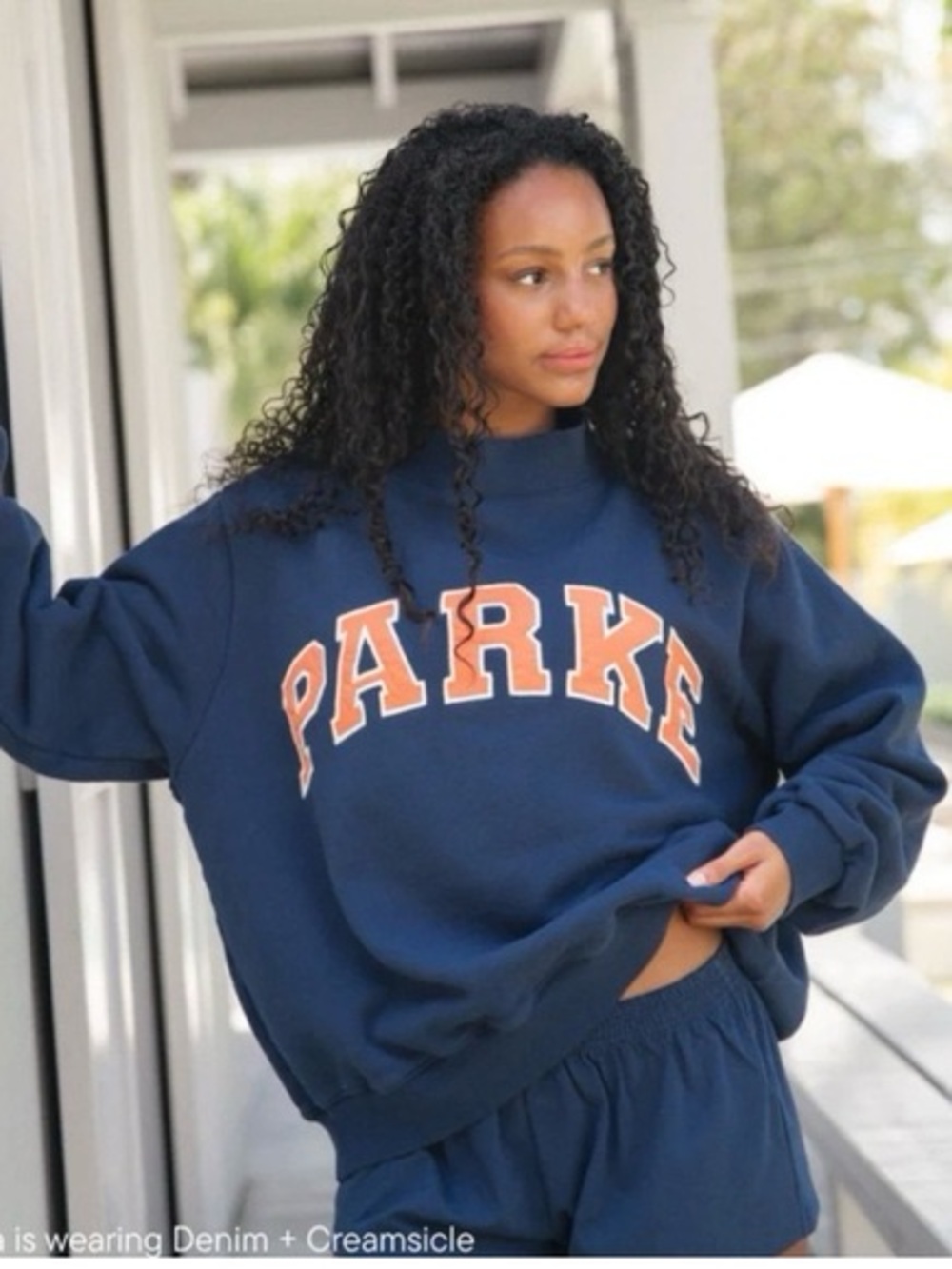 Parke Heritage Varsity Mockneck Denim + Creamsicle